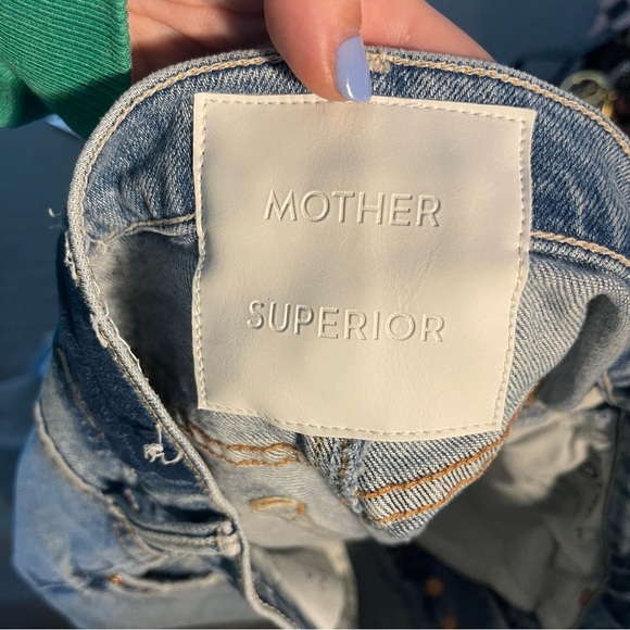 MOTHER Light Blue Tomcat Denim Frayed Skirt 24 - Picture 5 of 7